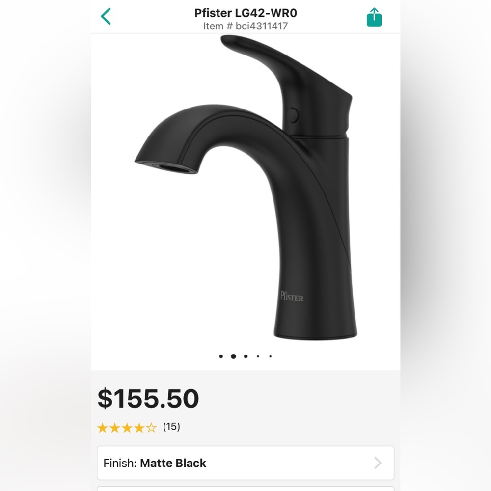 Pfister Weller faucet. Matte Black. BRAND NEW IN BOX.